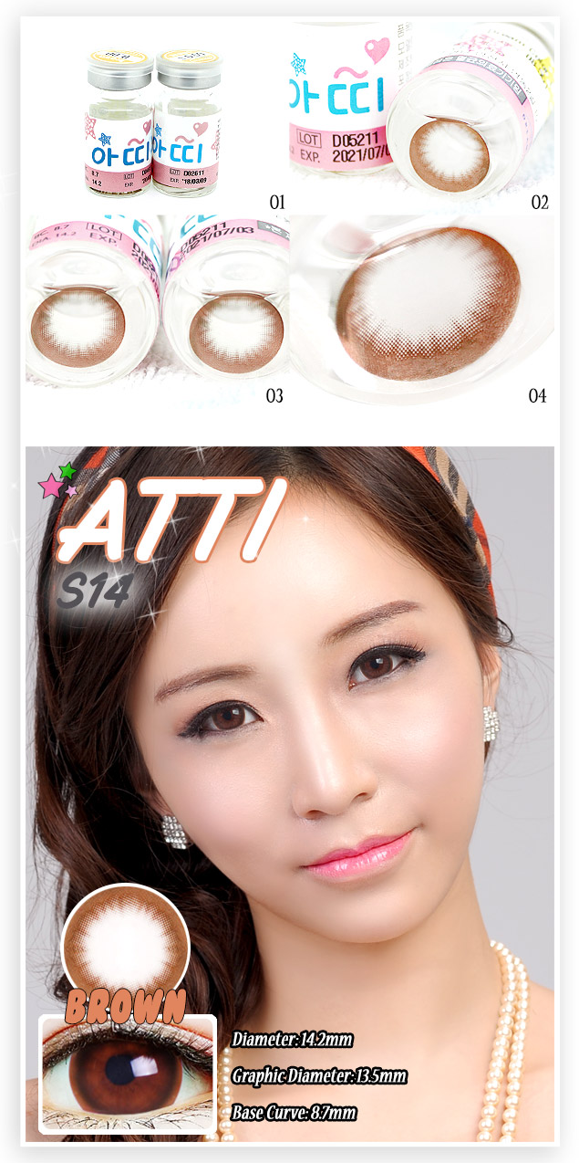 Product Description Image About Atti S14 Brown (2pcs) 6 Months Prescription Colored Contacts